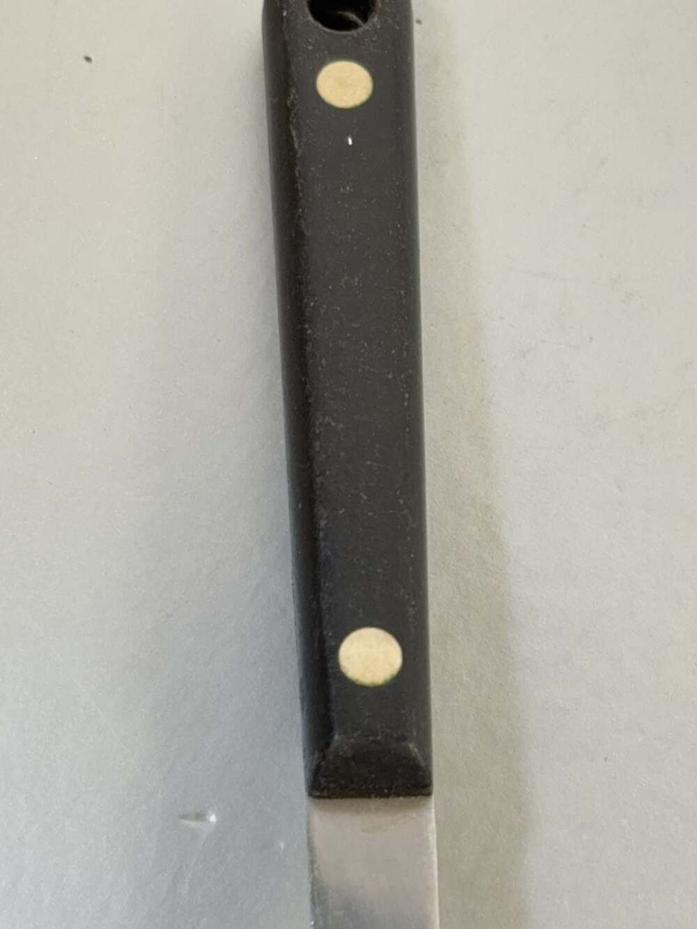 Vintage Ekco Stainless Vanadium Slotted Serving Spoon with Black Composite Handl - Picture 4 of 4